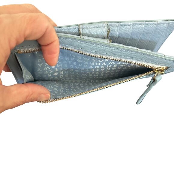 Kate Spade Credit Card Wallet ID Holder Leather Powder Blue Designer Classic - Picture 4 of 7